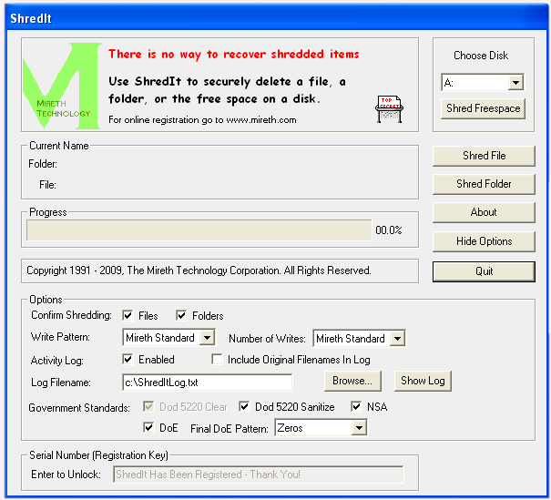 Click to view ShredIt for Windows 5.3.2 screenshot