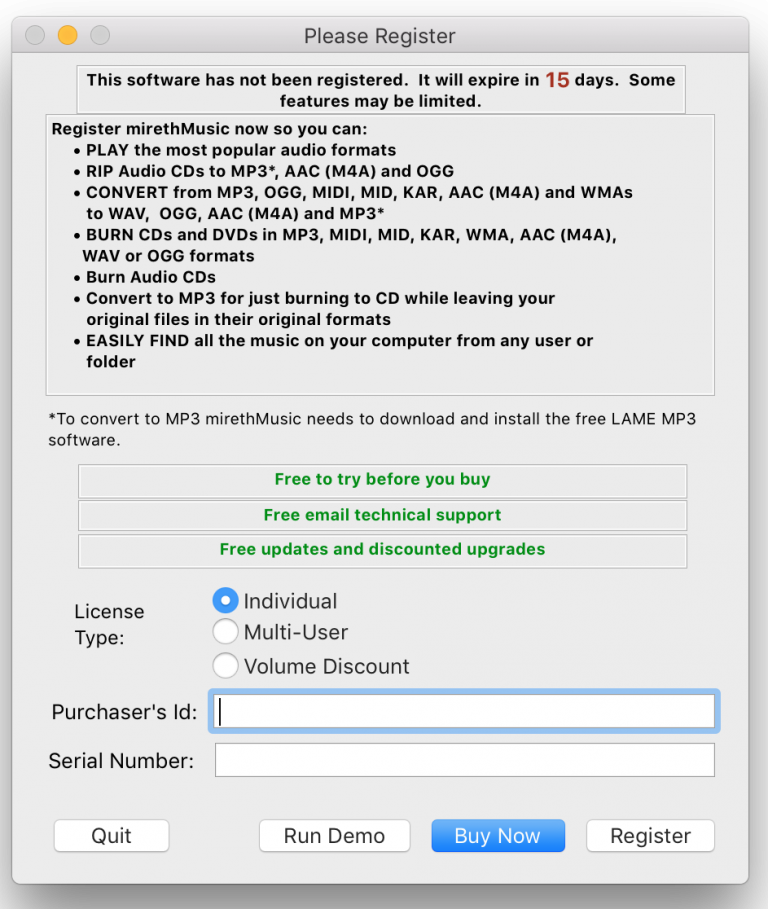 mirethmusic register app screen