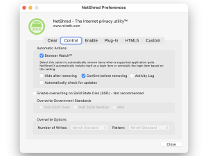 NetShred X preferences pick overwrite options