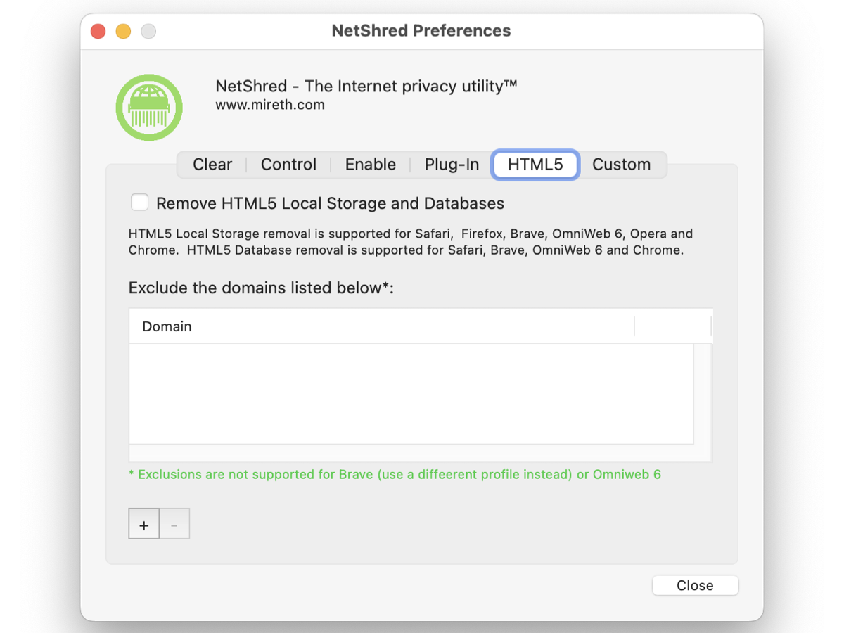 NetShred X Preferences configure local storage erasing
