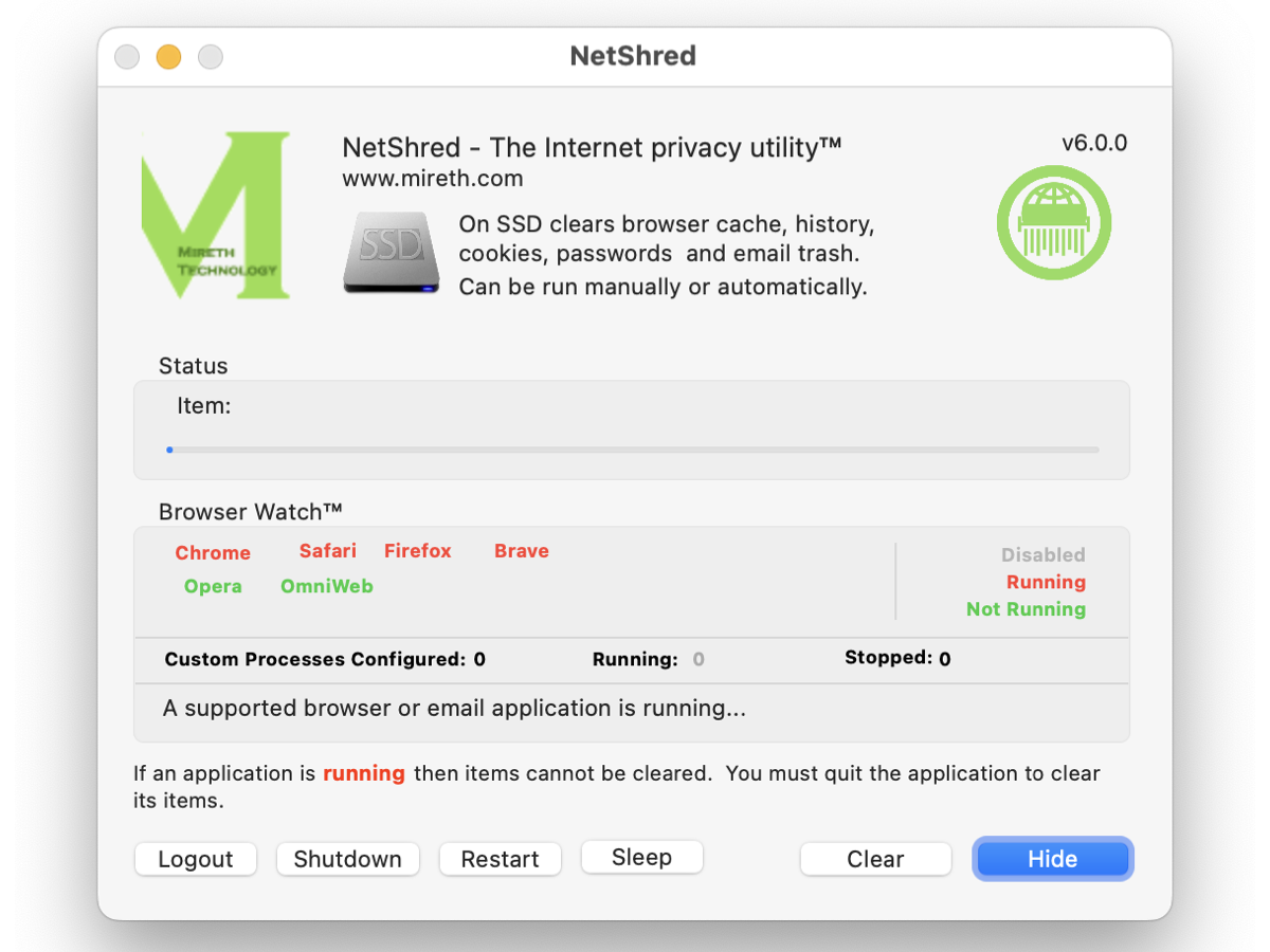 Netshred x Internet Track Eraser Screen Shot
